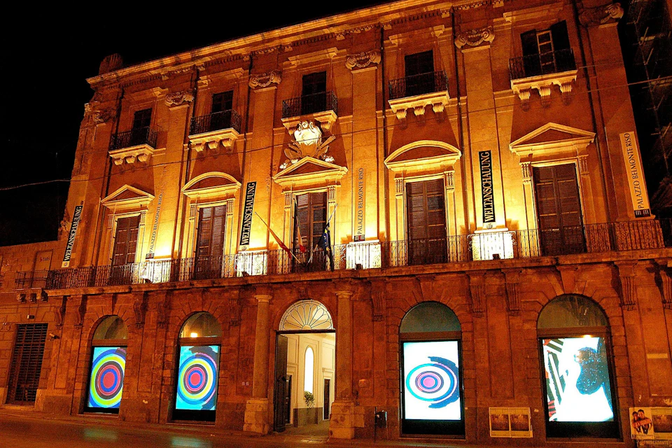 Facade of Riso Palace at night