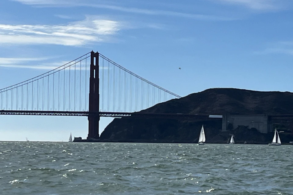 Sailing past the Golden Gate Bridge on San Francisco Bay