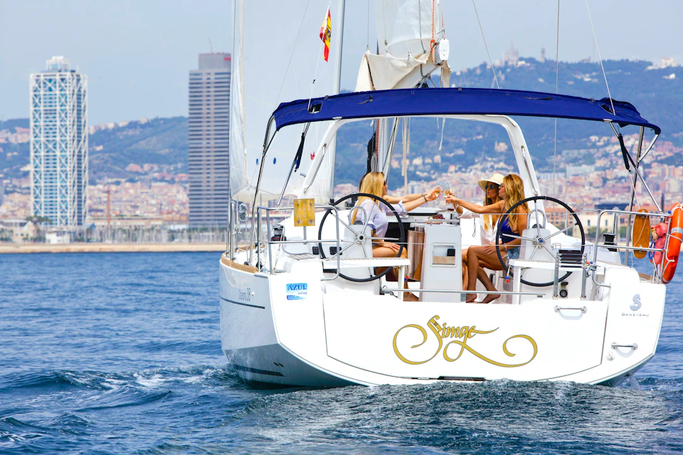 Yacht sailing coast Barcelona