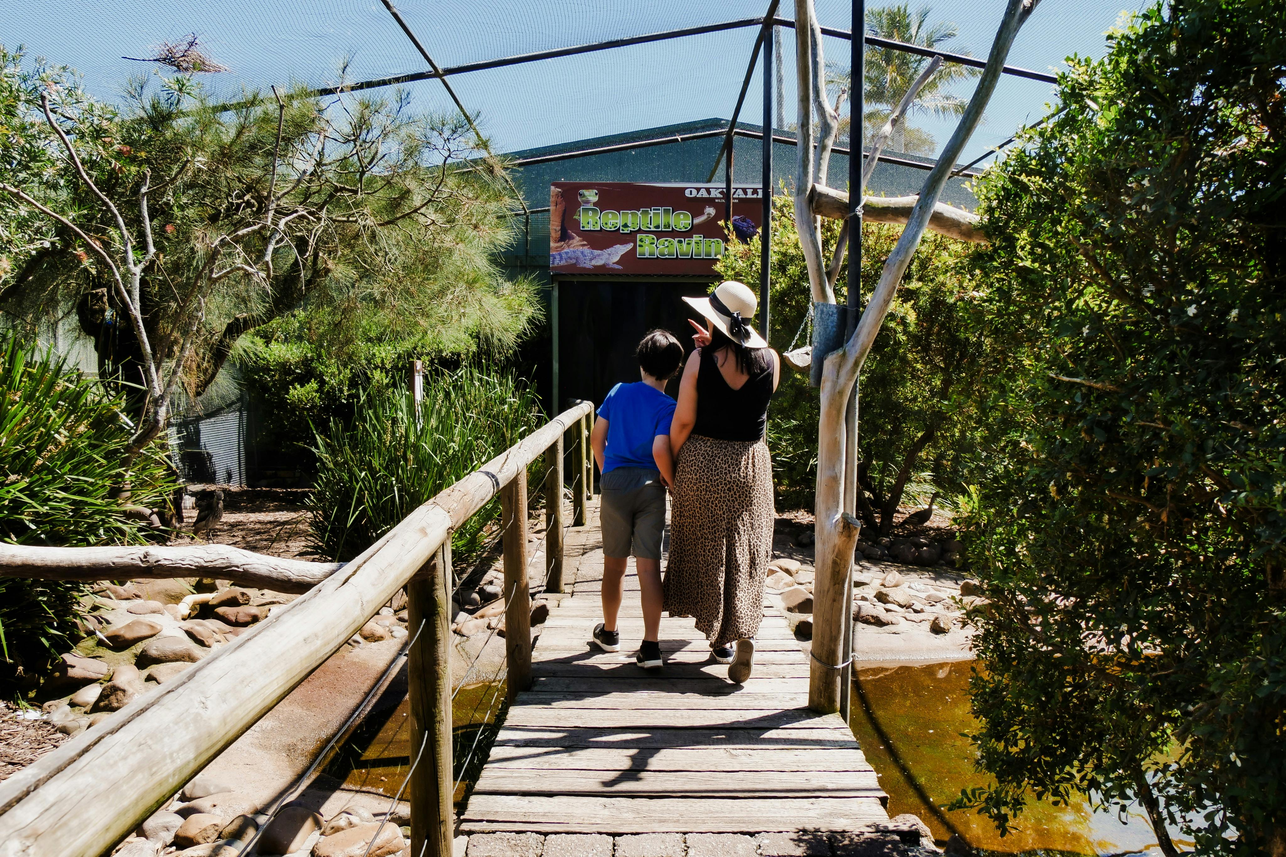 Mother and son in the walkthrough bird enclosure