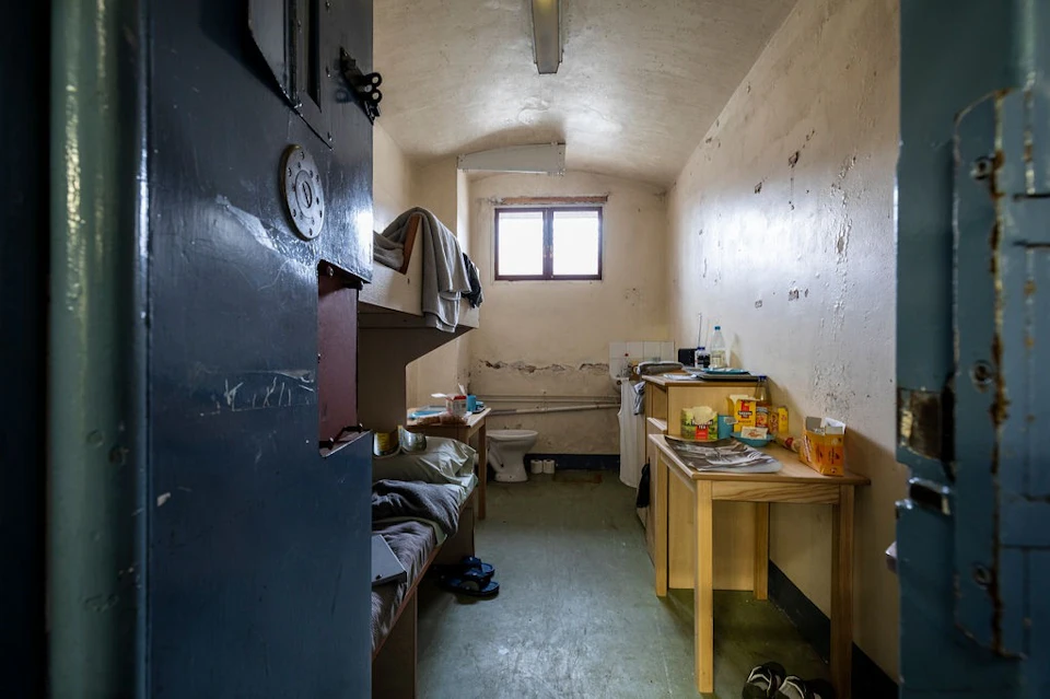 The inside of a prison cell at Shrewsbury Prison.