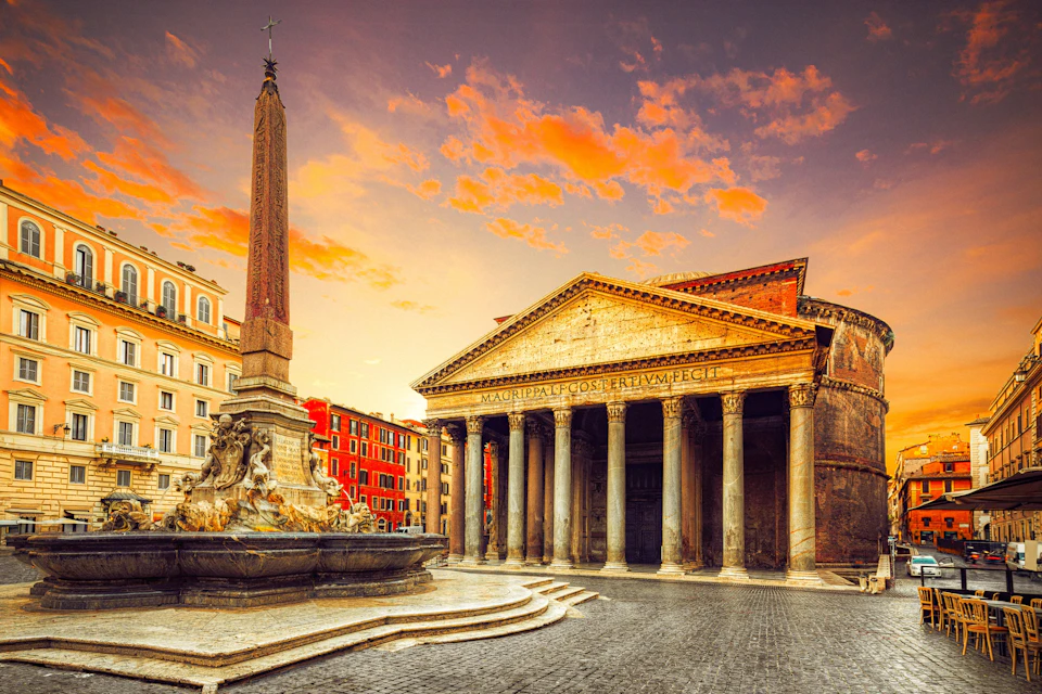 Facade of Pantheon from ground view