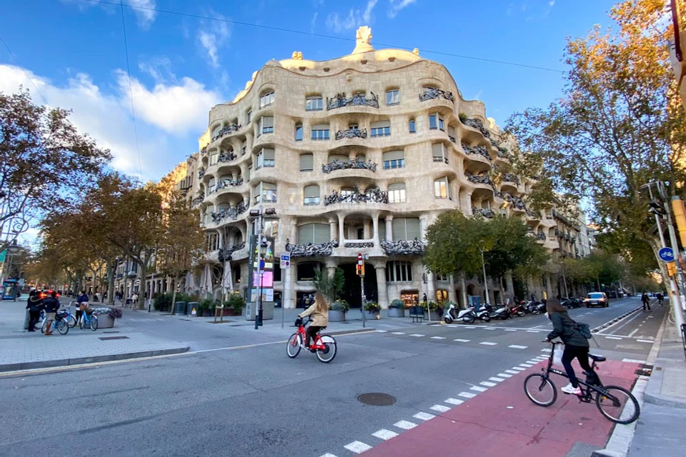 Facade of the famous Casa Mila and its wavy walls