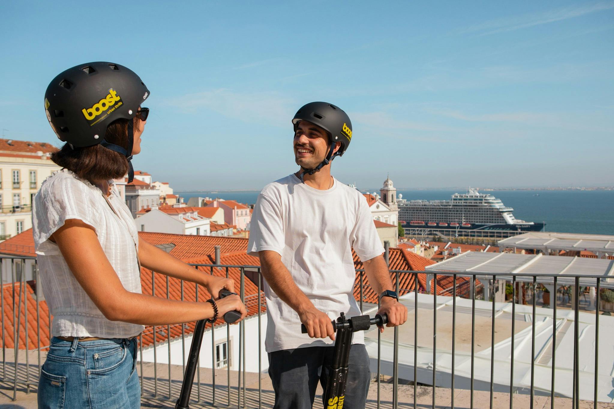 Tourists enjoying a segway guided tour in Lisbon