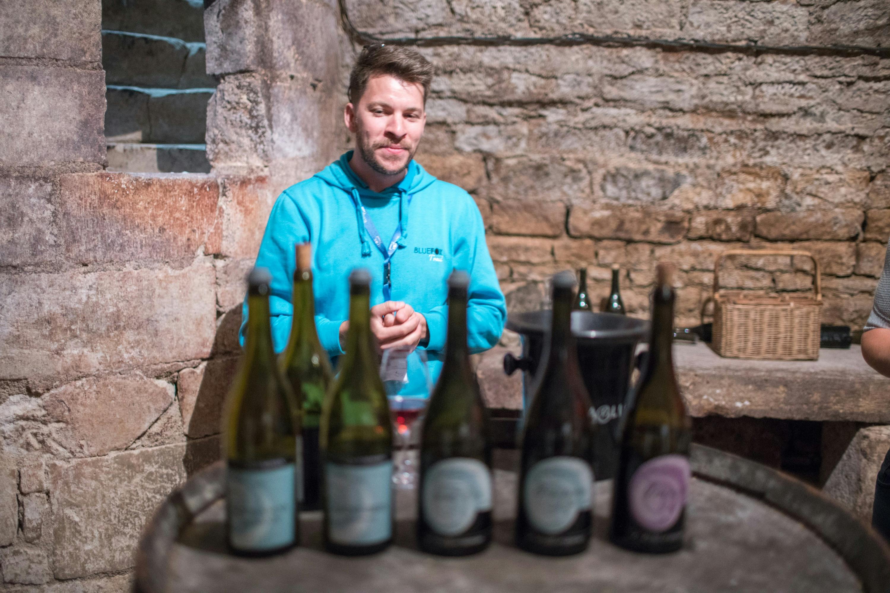 The guide doing the tasting