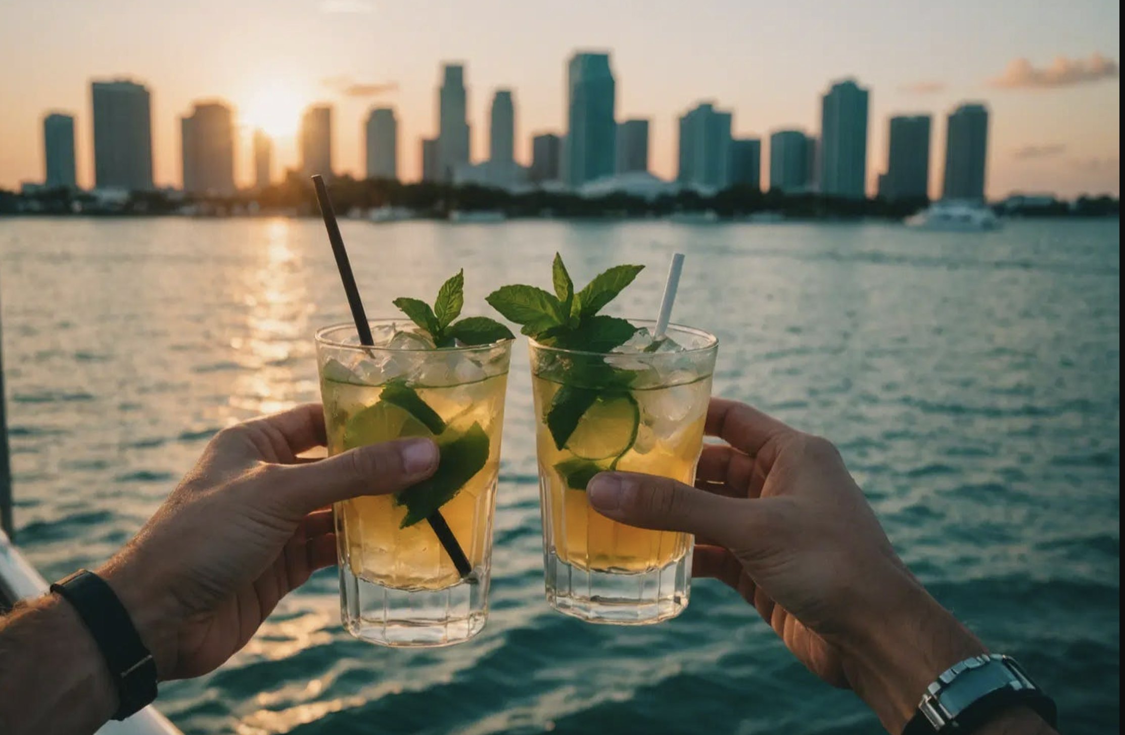 Miami: Paseo en barco por la puesta de sol con Mojito Bar