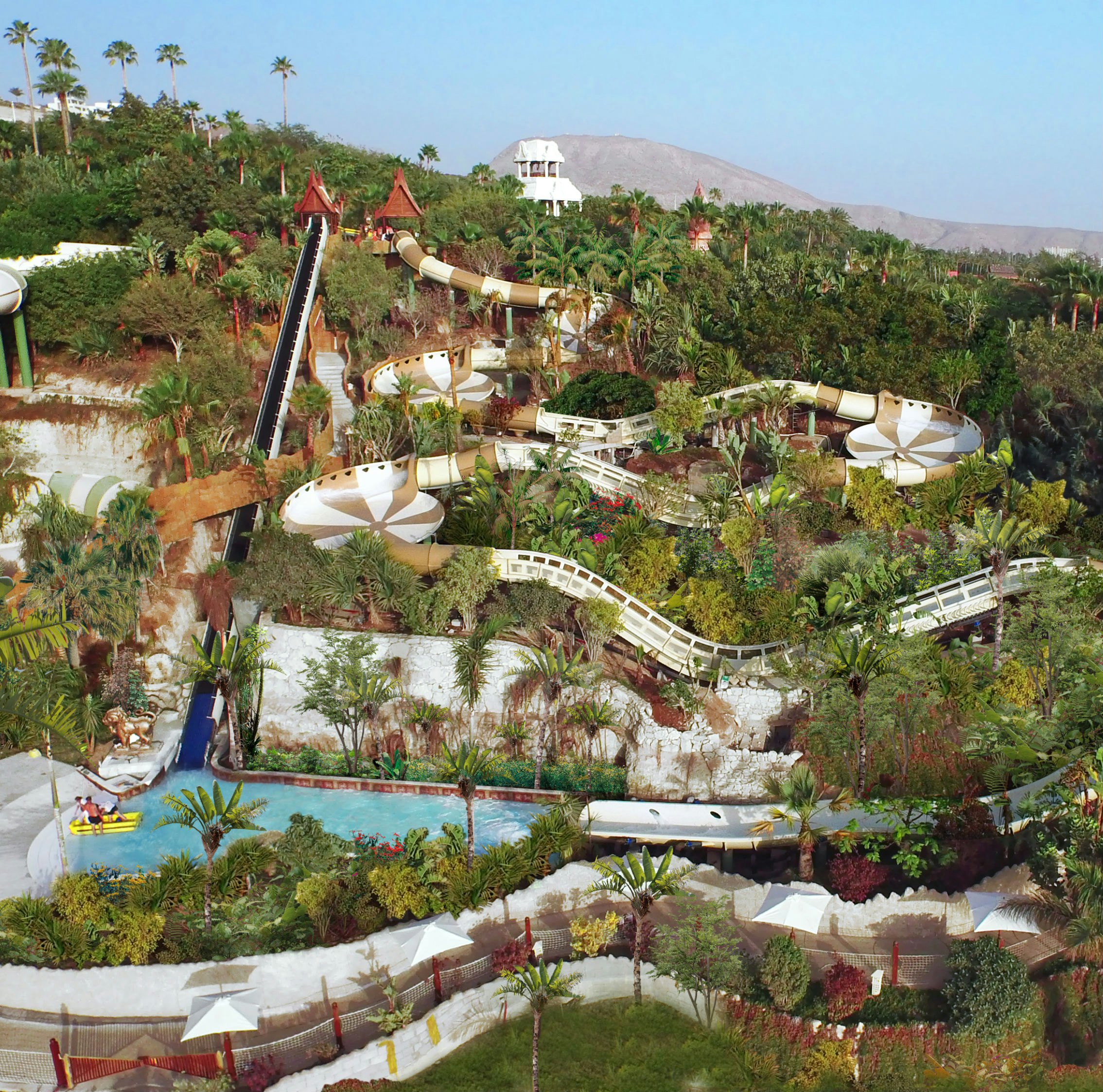 Free park buses by entrance gate, Siam Park Water Kingdom Theme