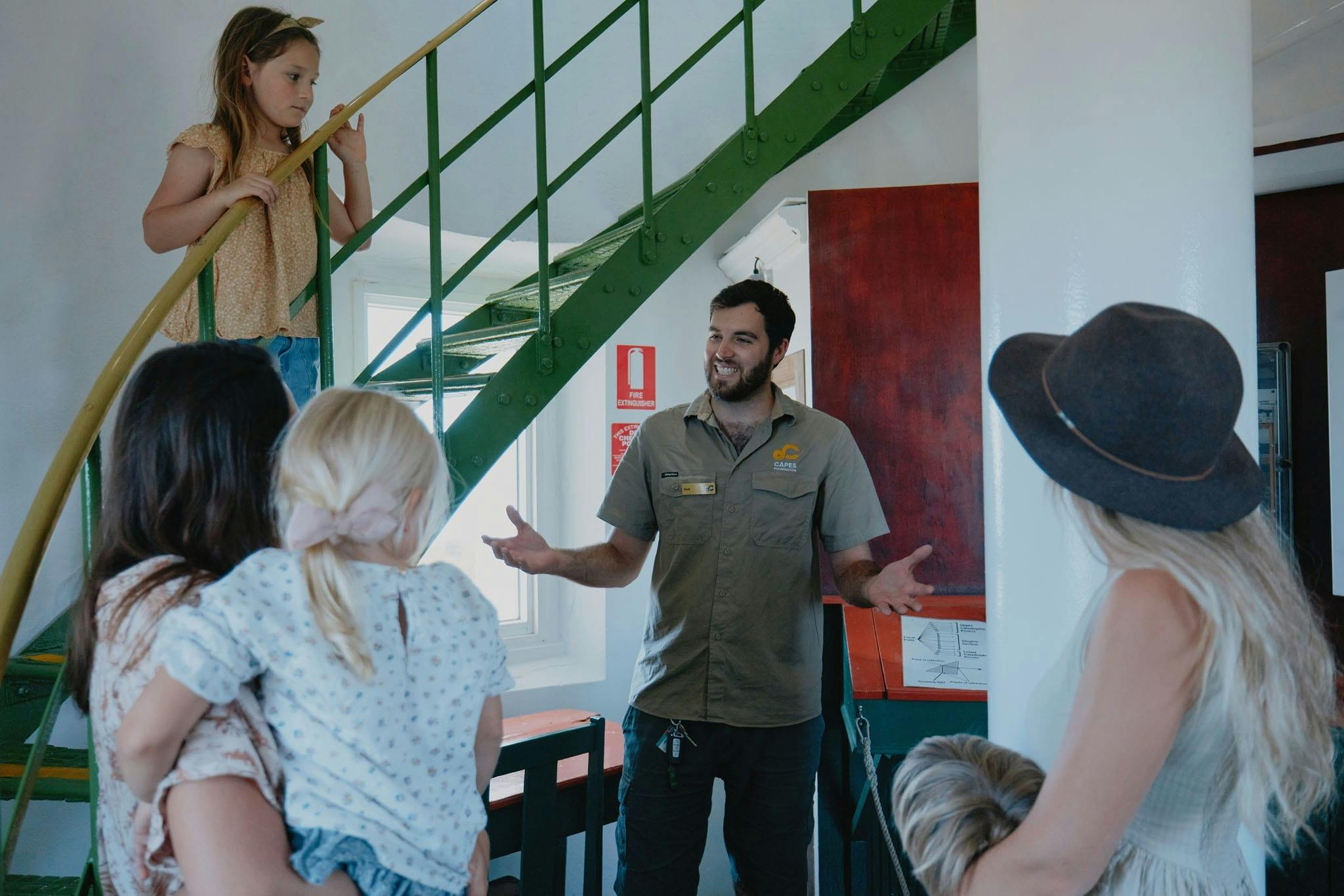 Inside the lighthouse on a guided tour