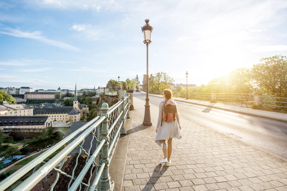 Girl walking on the Montée de Clausen.