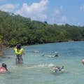 Snorkeling near a deserted island—a serene blend of vibrant marine life and untouched beauty along the shoreline.
