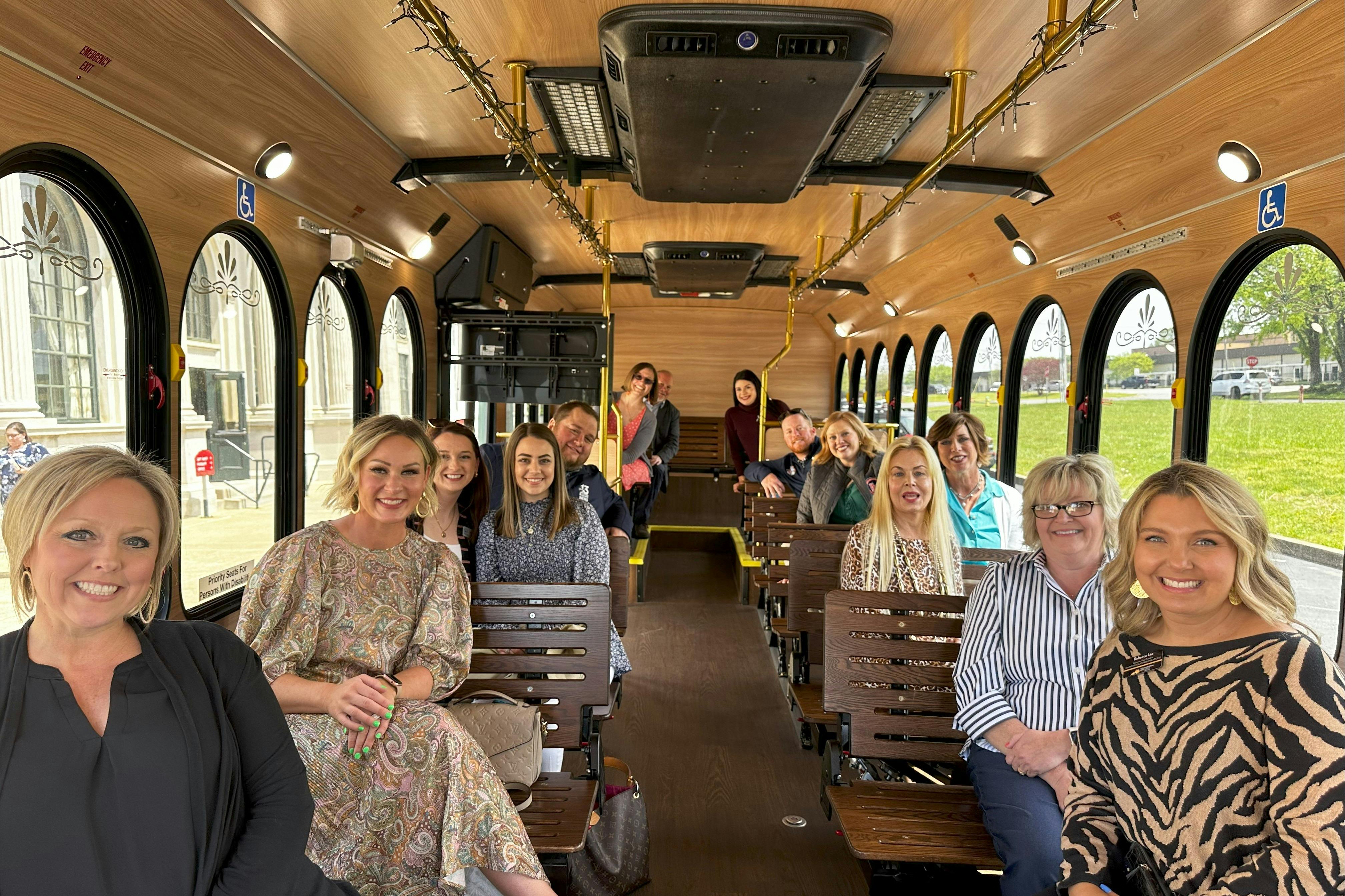 People riding the Bowling Green Trolley