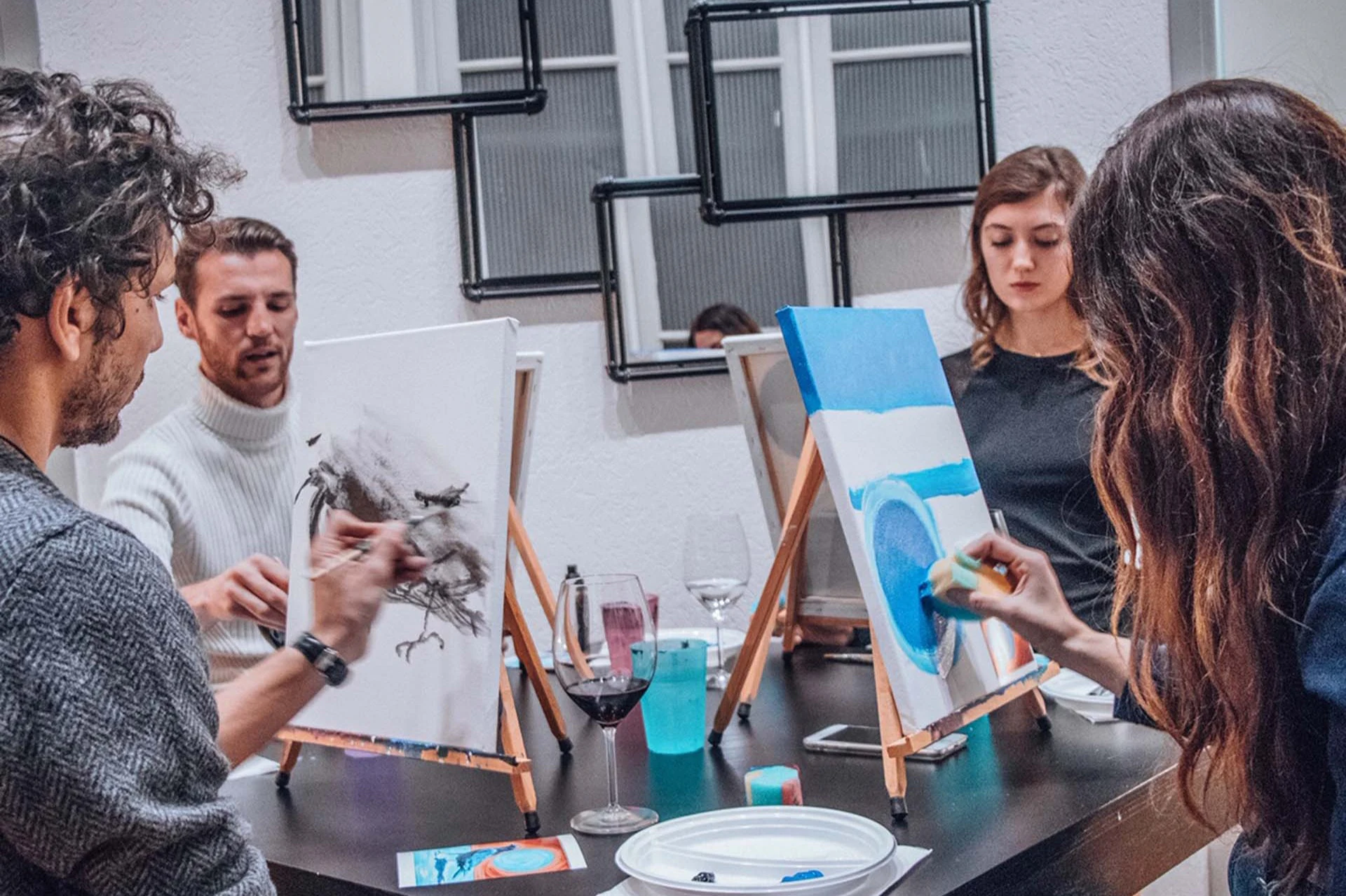 Rome: Paint and Sip Experience with Italian Wine & Pizza