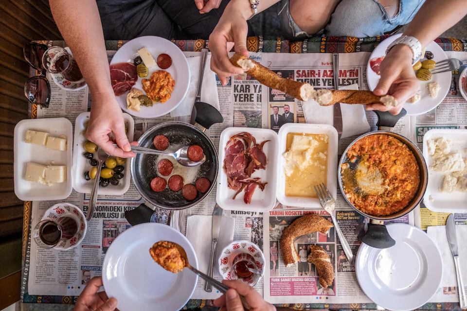 Tasting traditional Turkish breakfast