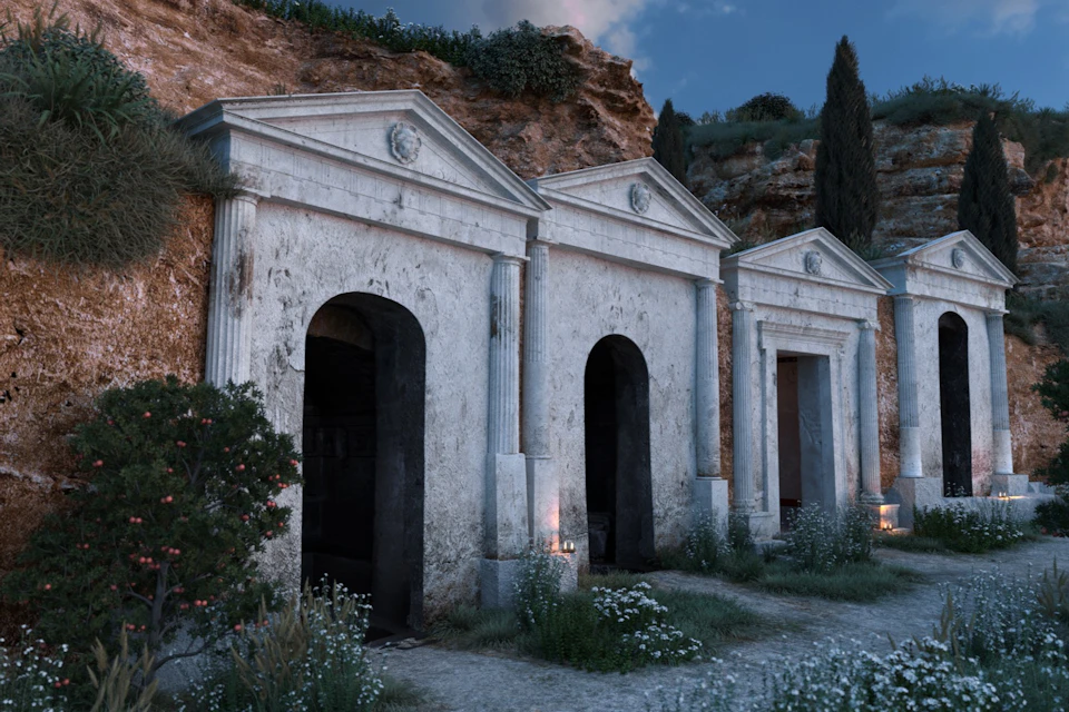 The four tombs from the 4th century BC virtually reconstructed