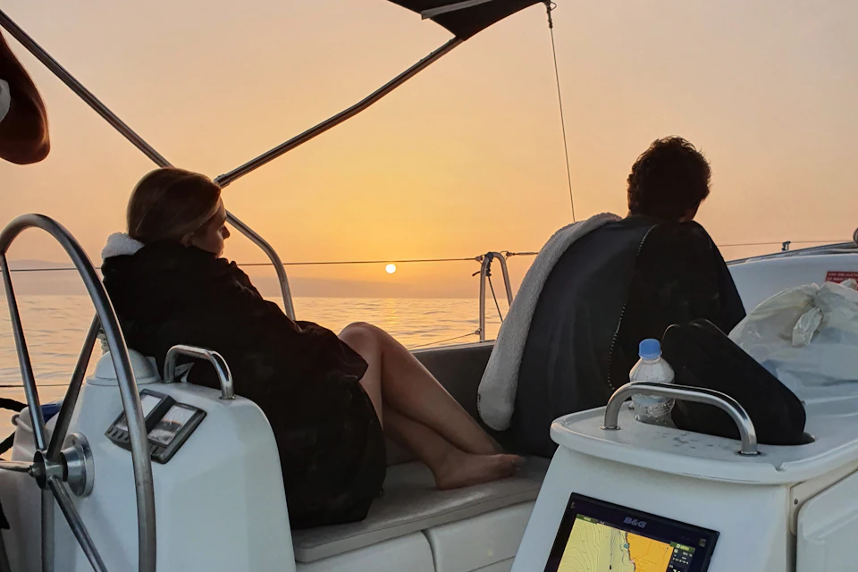 Puesta de sol en el barco