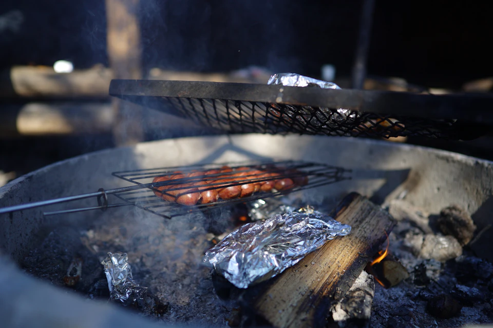 Lappish barbecue and warm fire while waiting for the Northern Lights