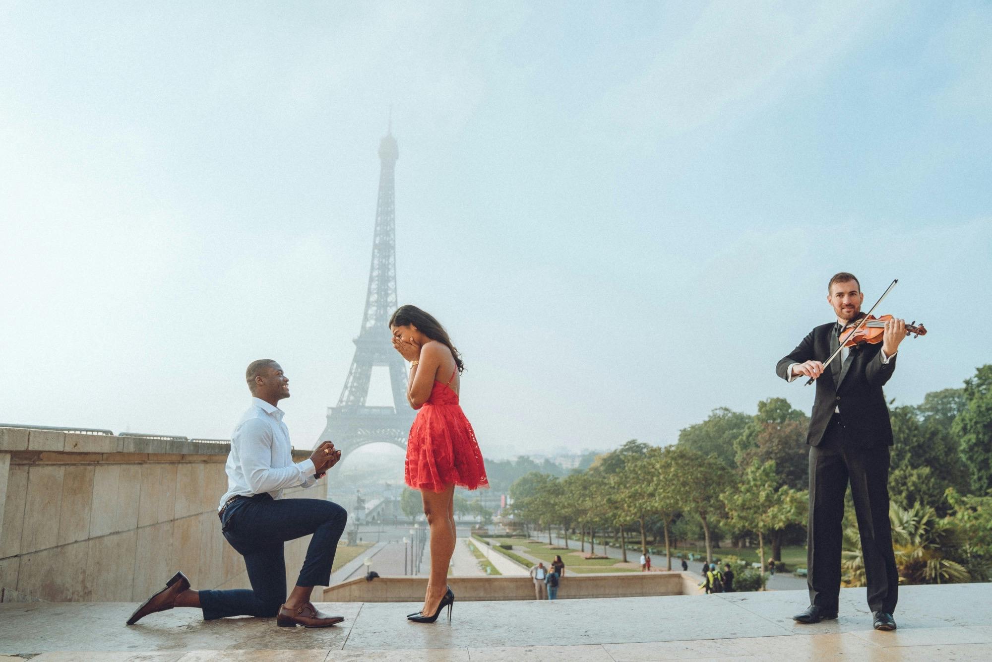 Marriage Proposal at Trocadero Square