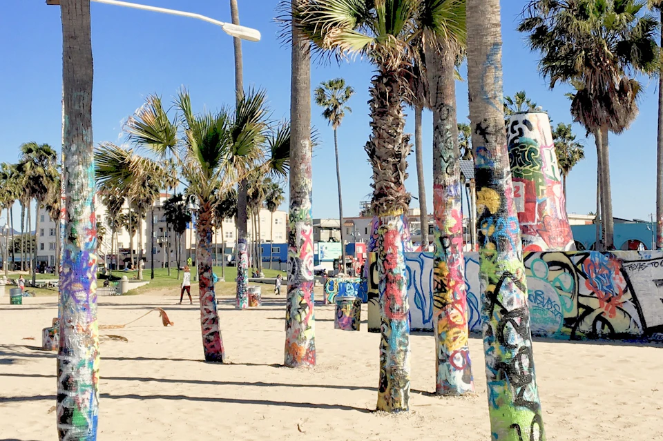 Art and palm trees in Venice Beach