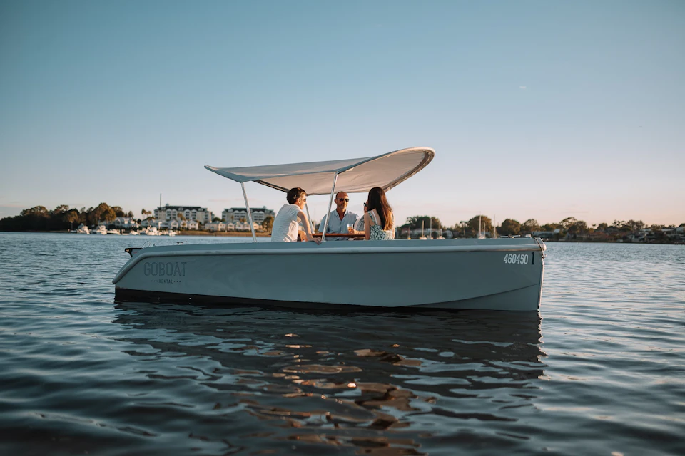 A GOBOAT sailing with three passages onboard