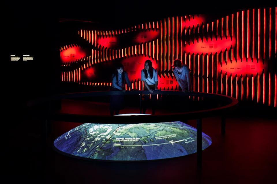 Immersive volcano exhibition at LAVA Centre, Iceland – explore volcanoes with interactive exhibits.