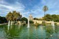 Парк Цитадель с фонтанами, скульптурами и пальмами.