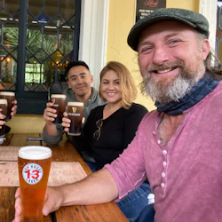 Enjoying the Well Earned Pint at the end