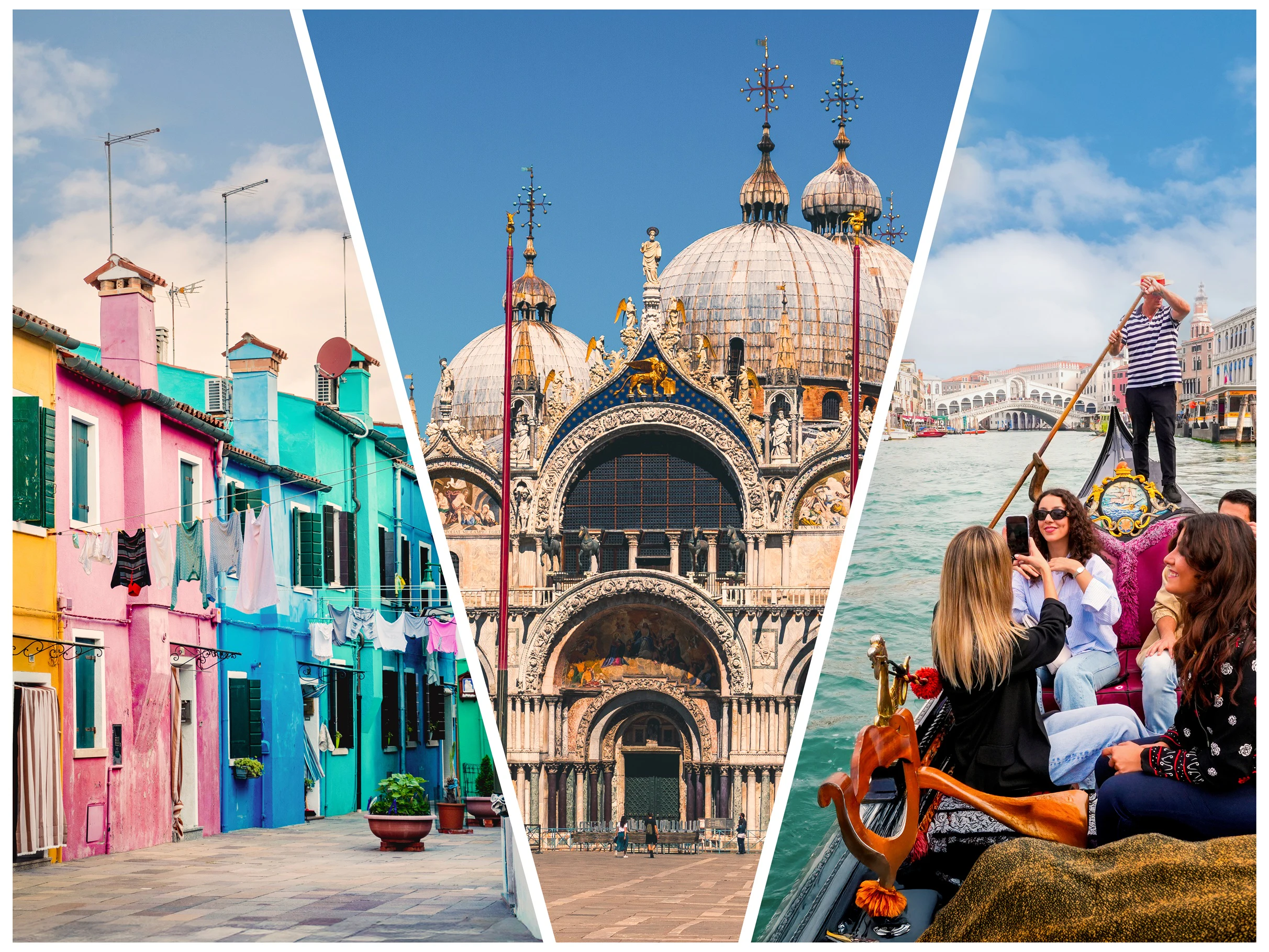 Doge’s Palace & St.Mark’s Basilica: Guided Tour + Burano & Murano Tour + Gondola