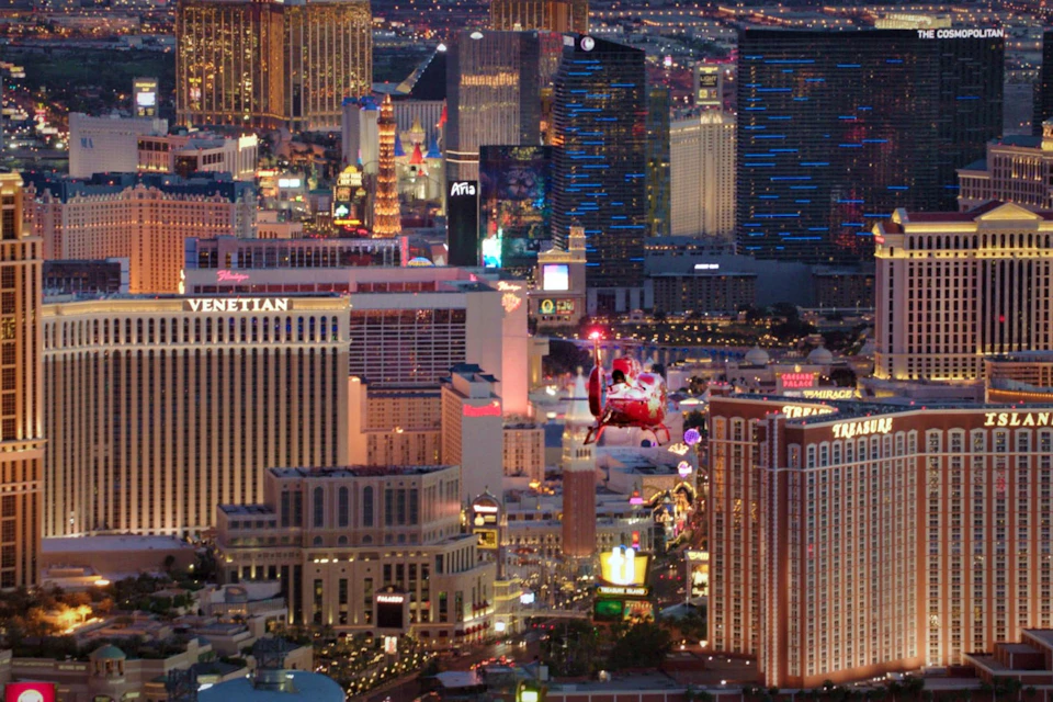 Night Flight Over the Las Vegas Strip