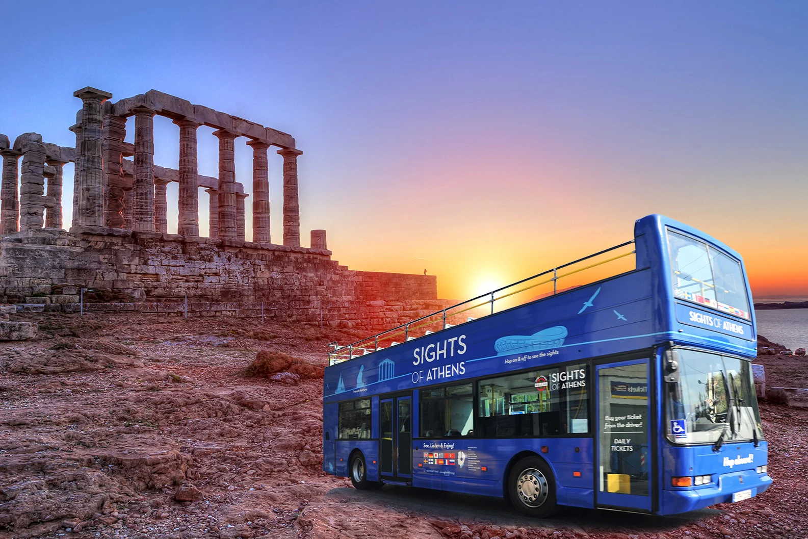 Sights of Athens Combo: Autobús Hop-on Hop-off + Excursión al Atardecer en el Cabo Sounion