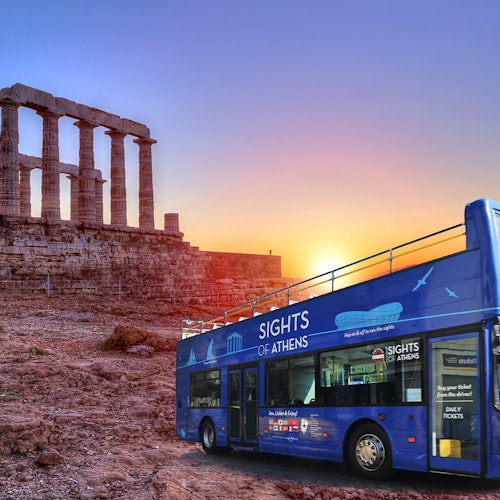 Combo Atenas: Autobús Hop-on Hop-off + Puesta de Sol en el Cabo Sounion
