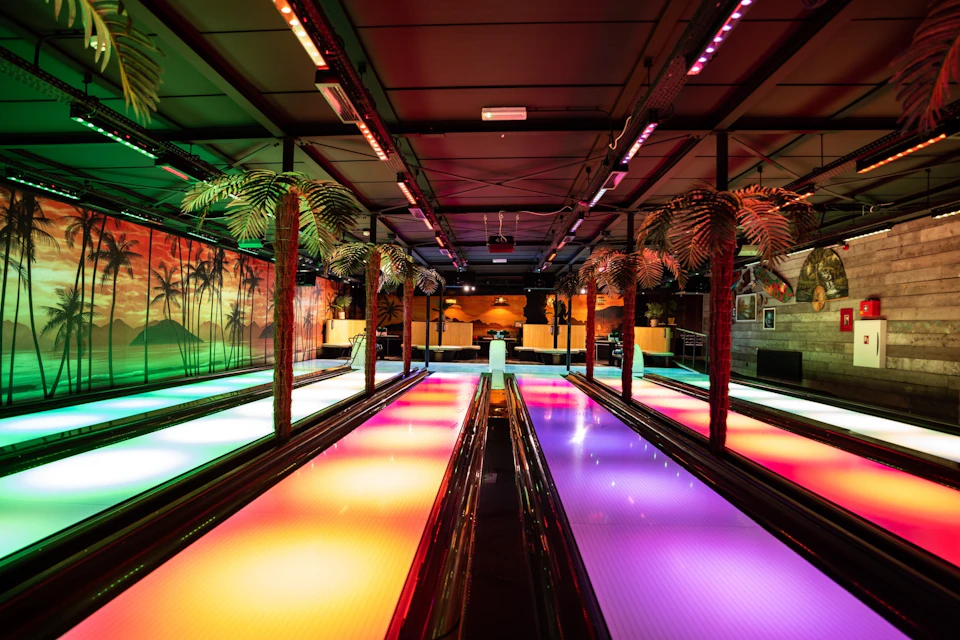 Tropical bowling lanes like you've never seen before! Add music & let's "Rock & Bowl"!