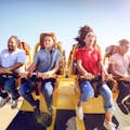 People on a rollercoaster type ride at Ferrari World
