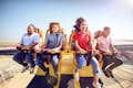 People on a rollercoaster type ride at Ferrari World