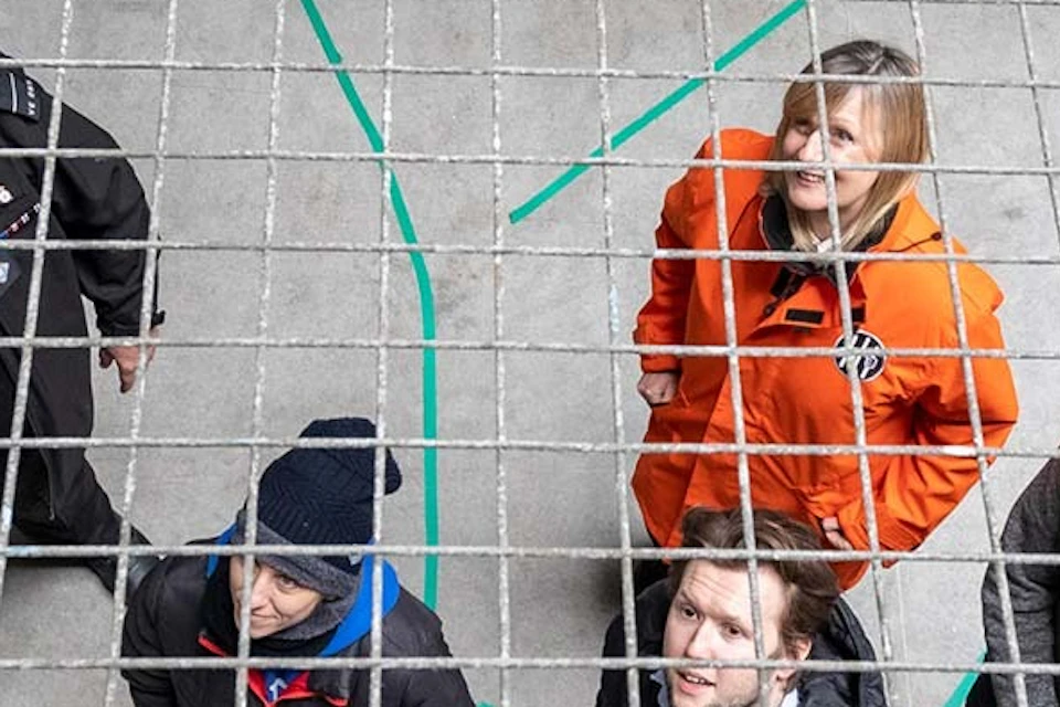 looking down on tour group
