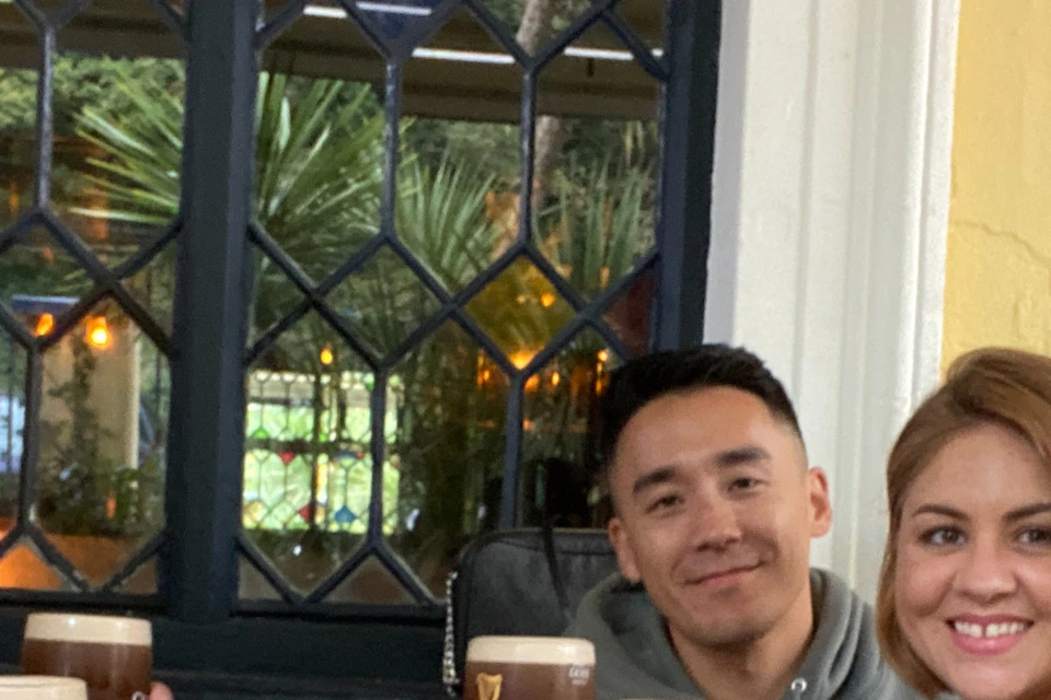 Enjoying the Well Earned Pint at the end