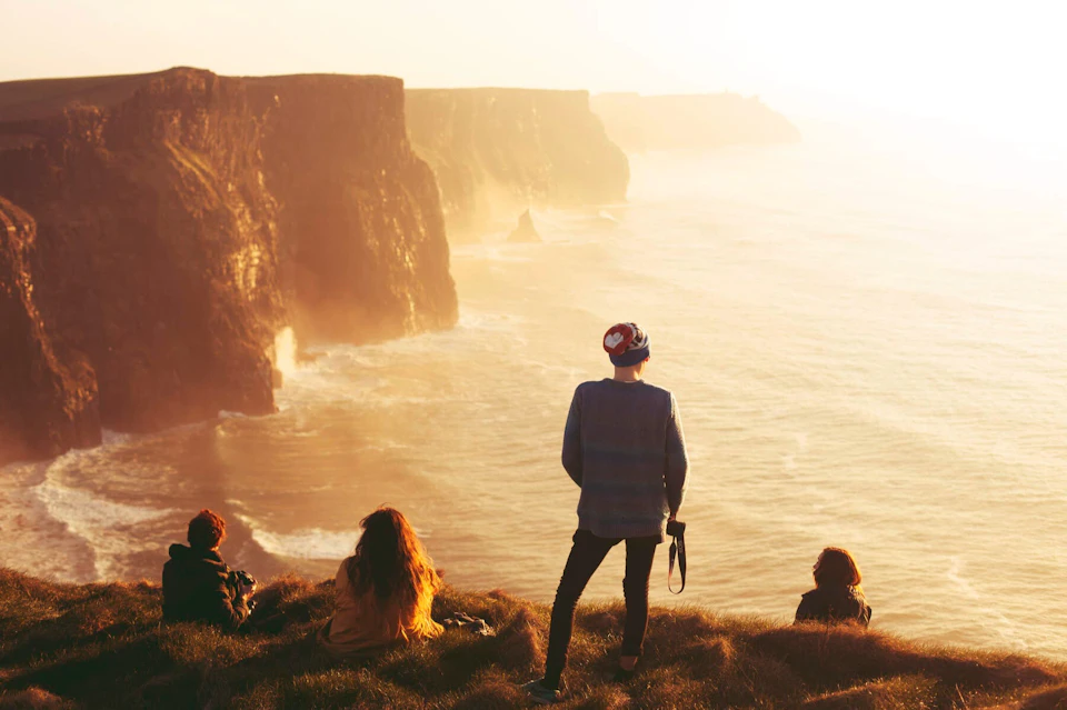 View of Cliffs of Moher with sea fog