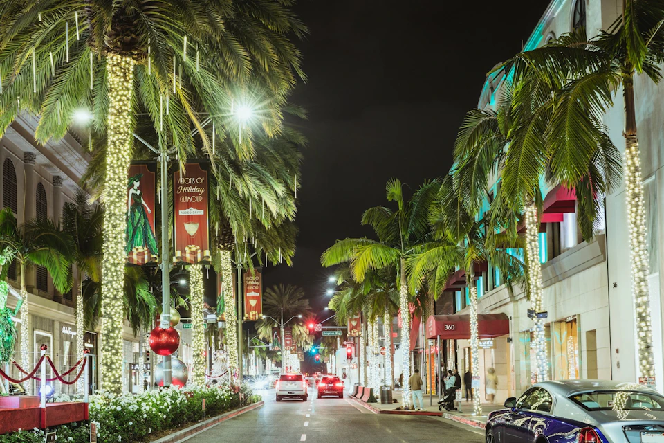Los Angeles Holiday Lights Bus & Rodeo Drive Walking Tour