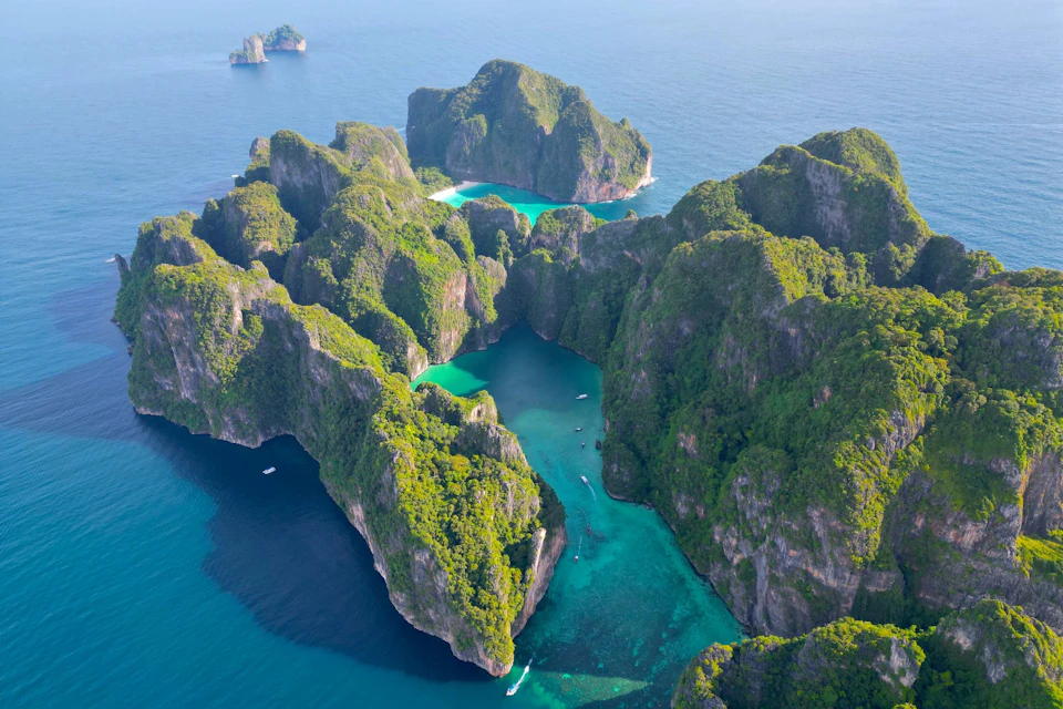 Phi Phi Leh Island, as seen from a drone