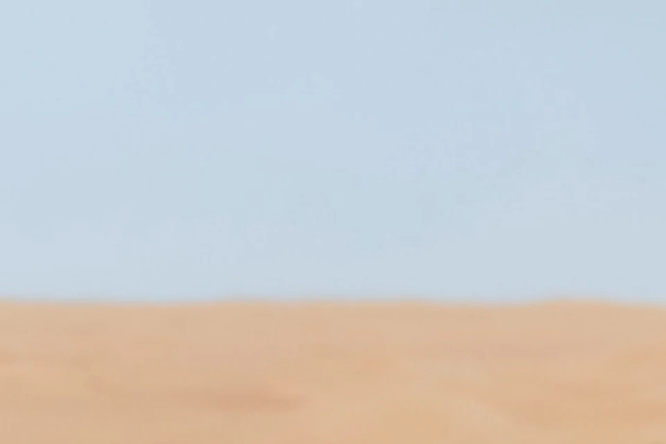 Three people riding camels in a desert; one woman smiling back while a man with a keffiyeh and another person look ahead.