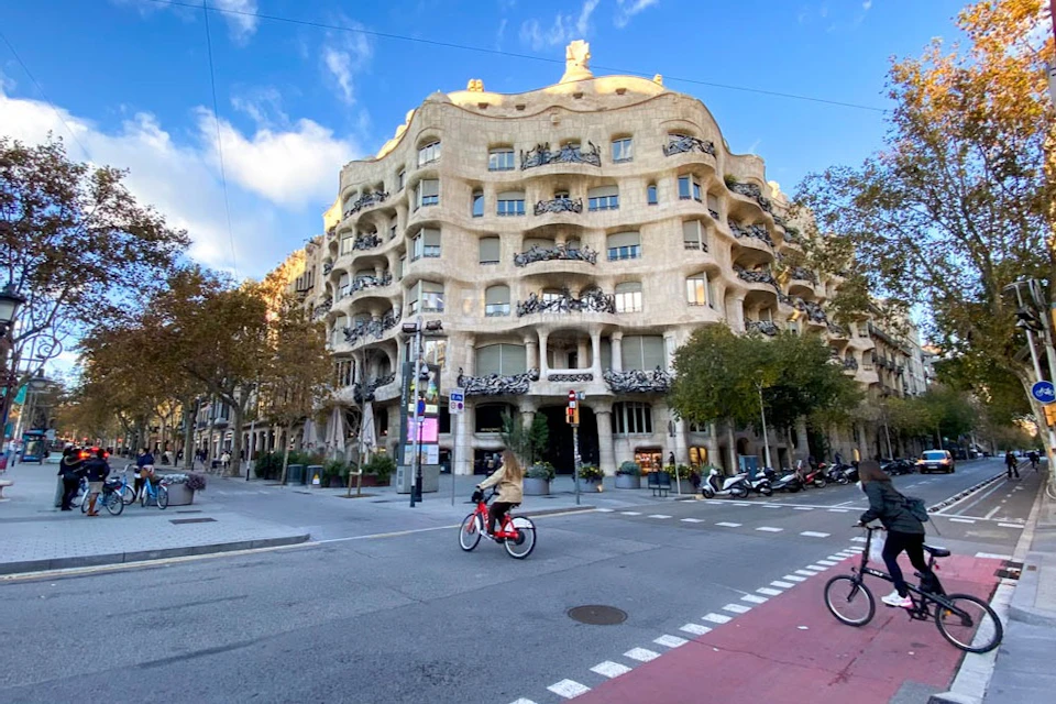 Façade of the famous Casa Mila and its wavy walls