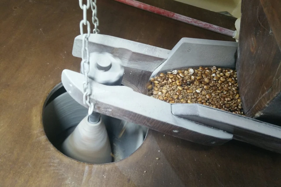 Detail of part of the cereal grinding for making gofio
