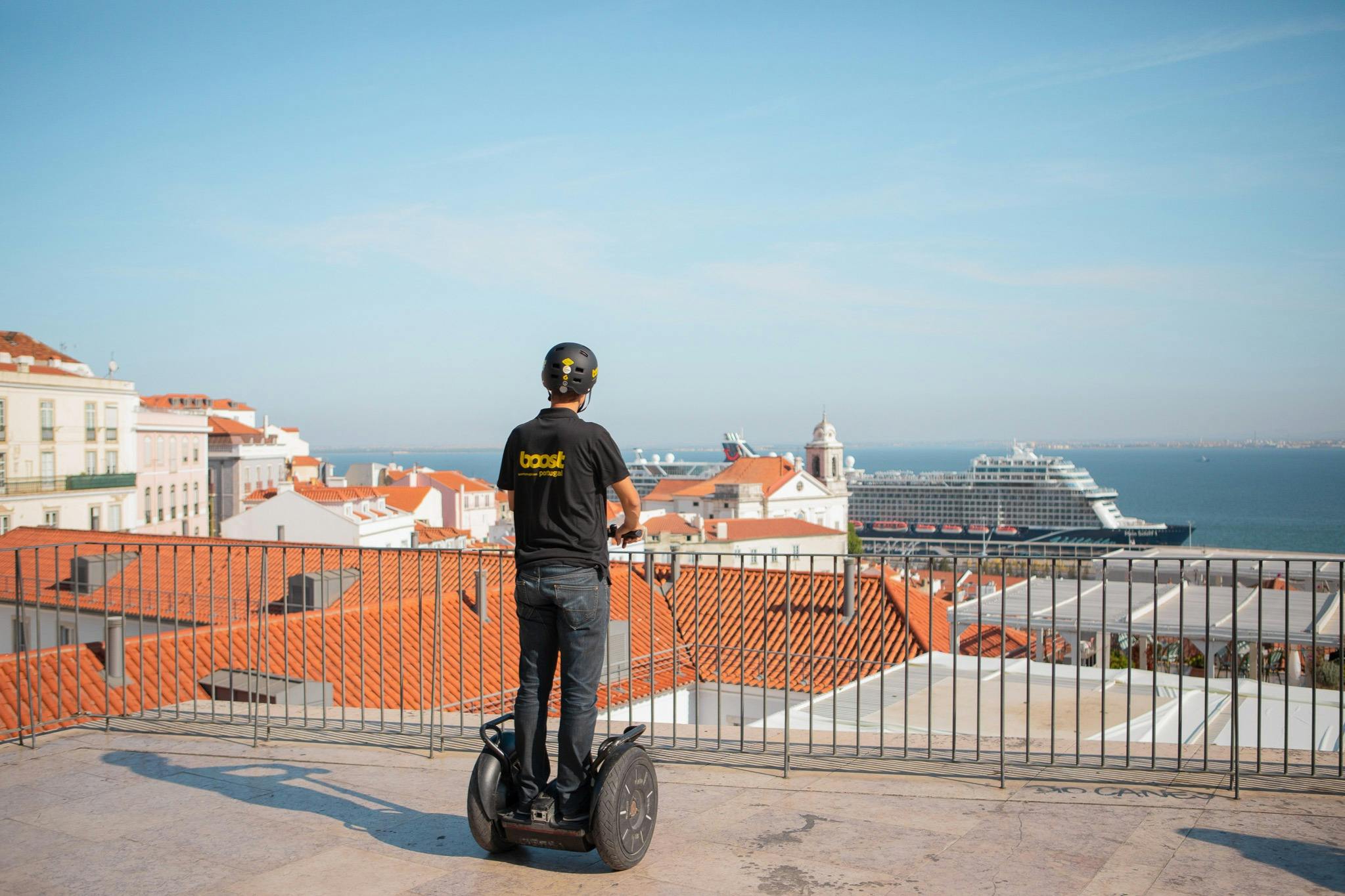Tourists enjoying a segway guided tour in Lisbon