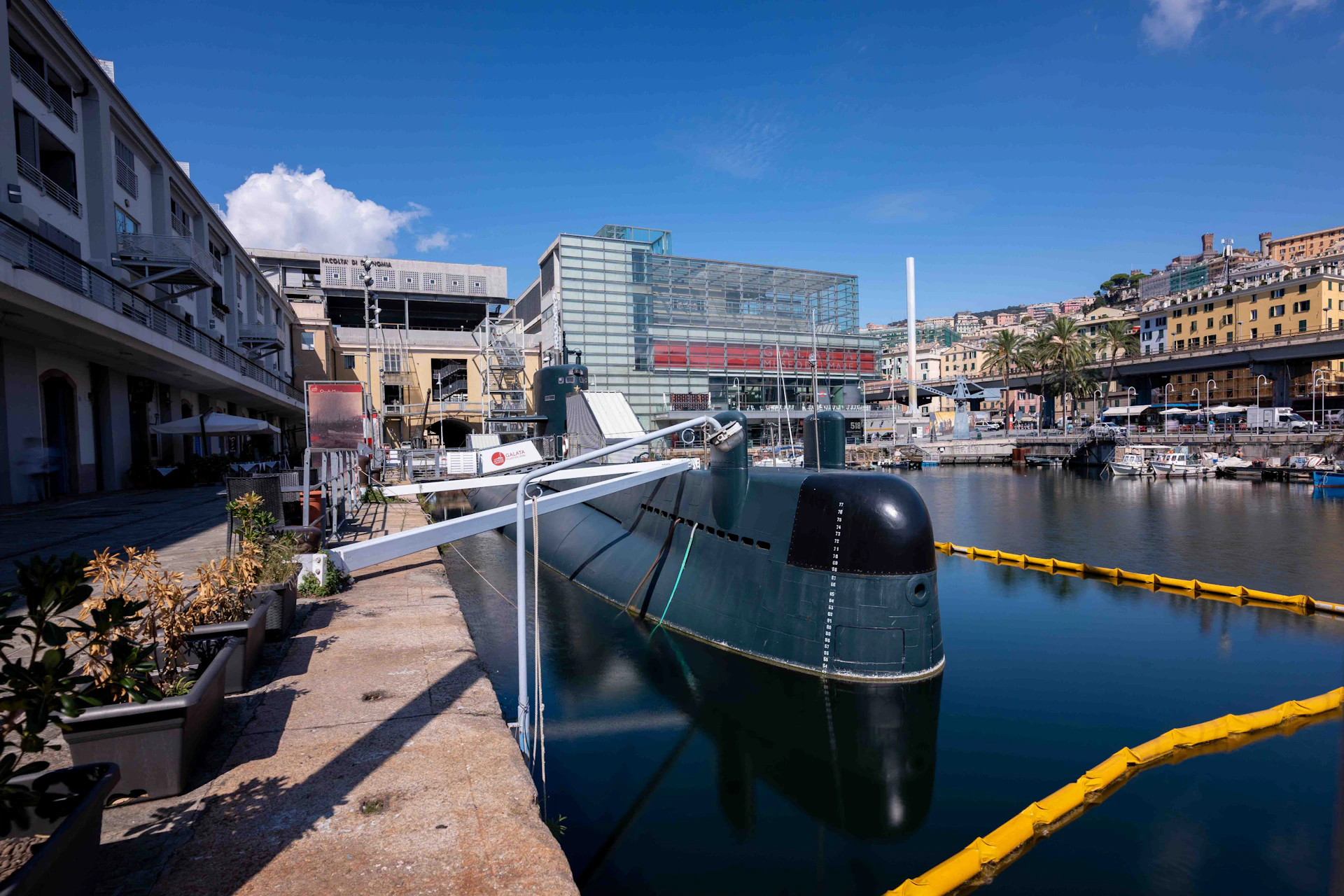 Dock with a view of the Galata Sea Museum and the Nazario Sauro Submarine