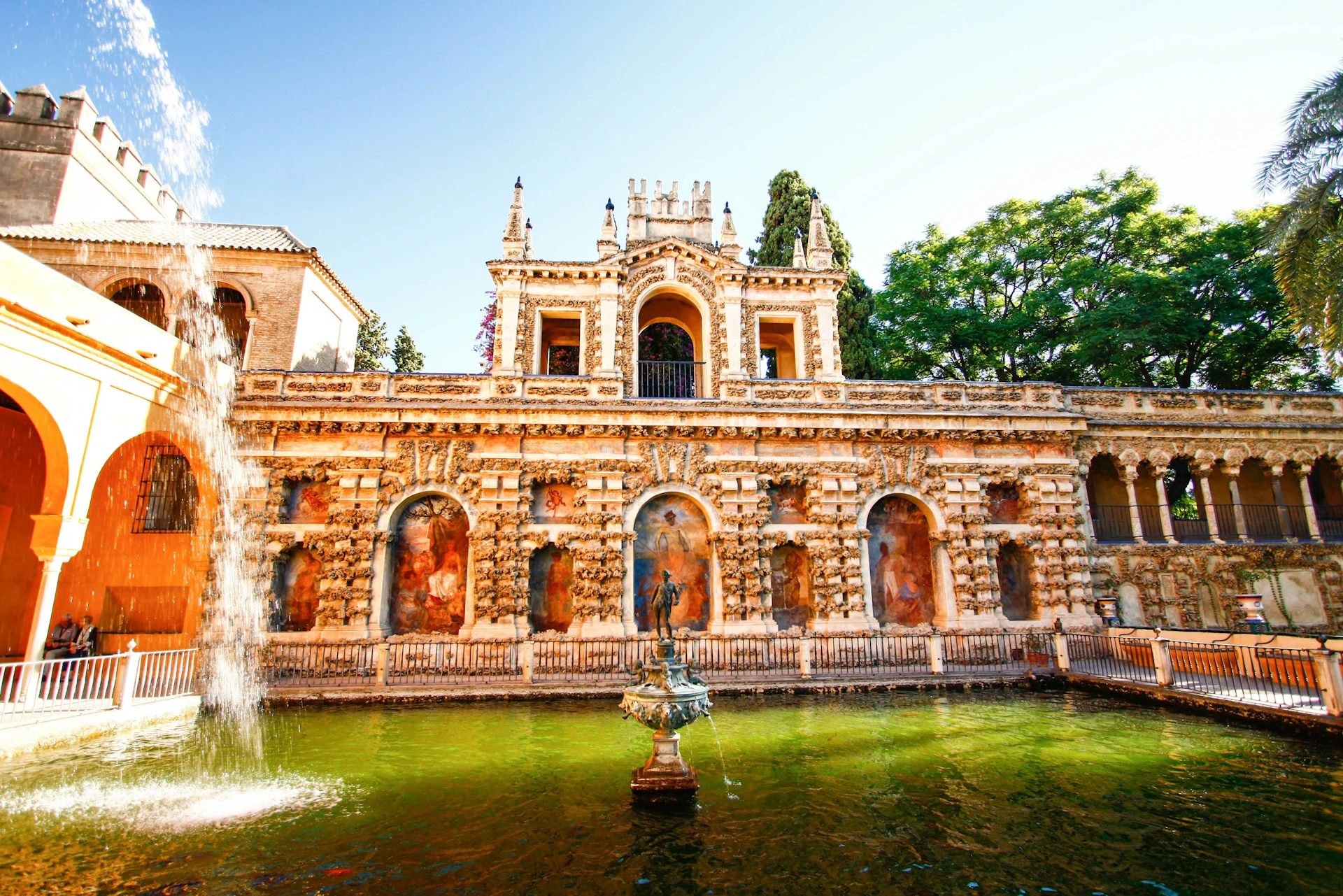 landscaped areas and fountains