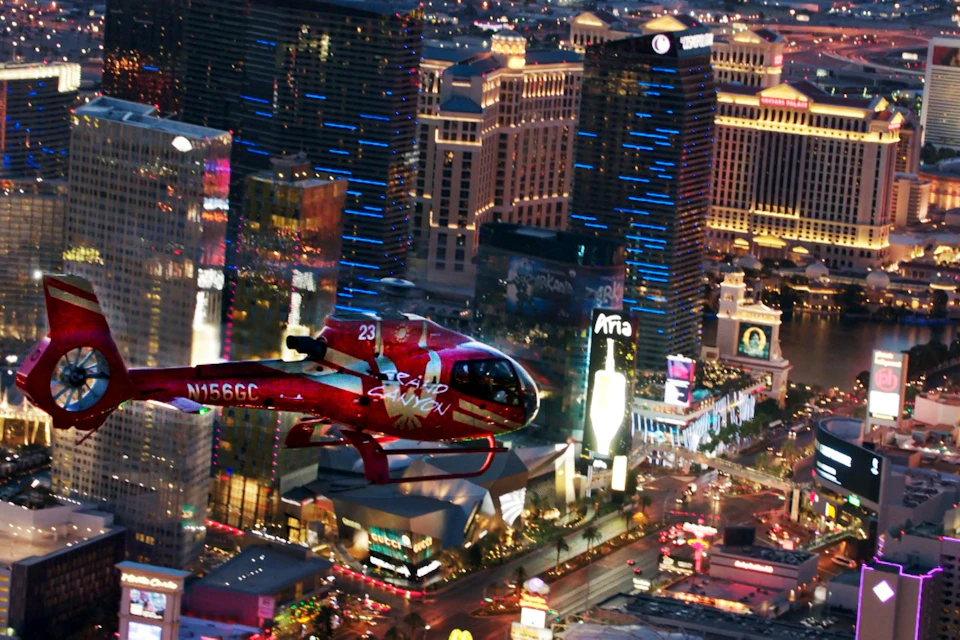 Night Flight Over the Las Vegas Strip