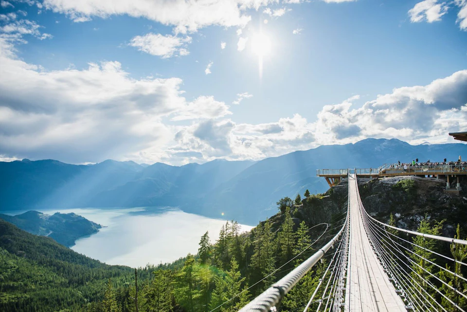 Suspension Bridge with Howe Sound in background