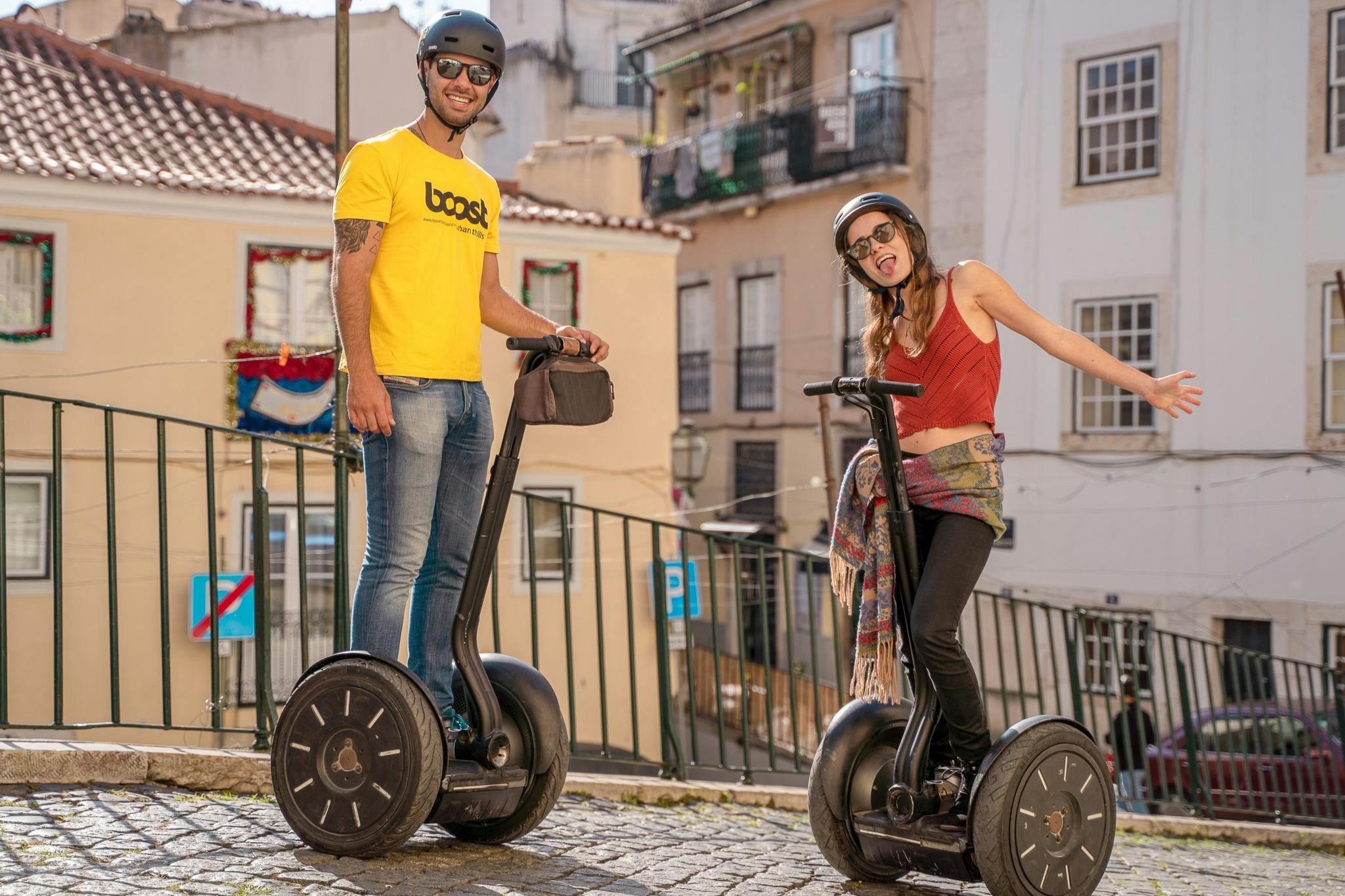 Tourists enjoying a segway guided tour in Lisbon