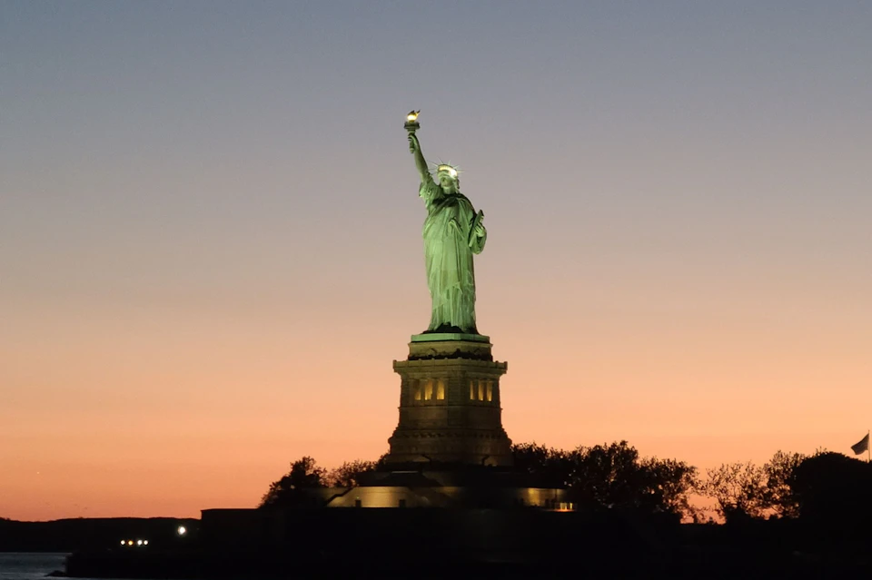Twilight at Statue of Liberty