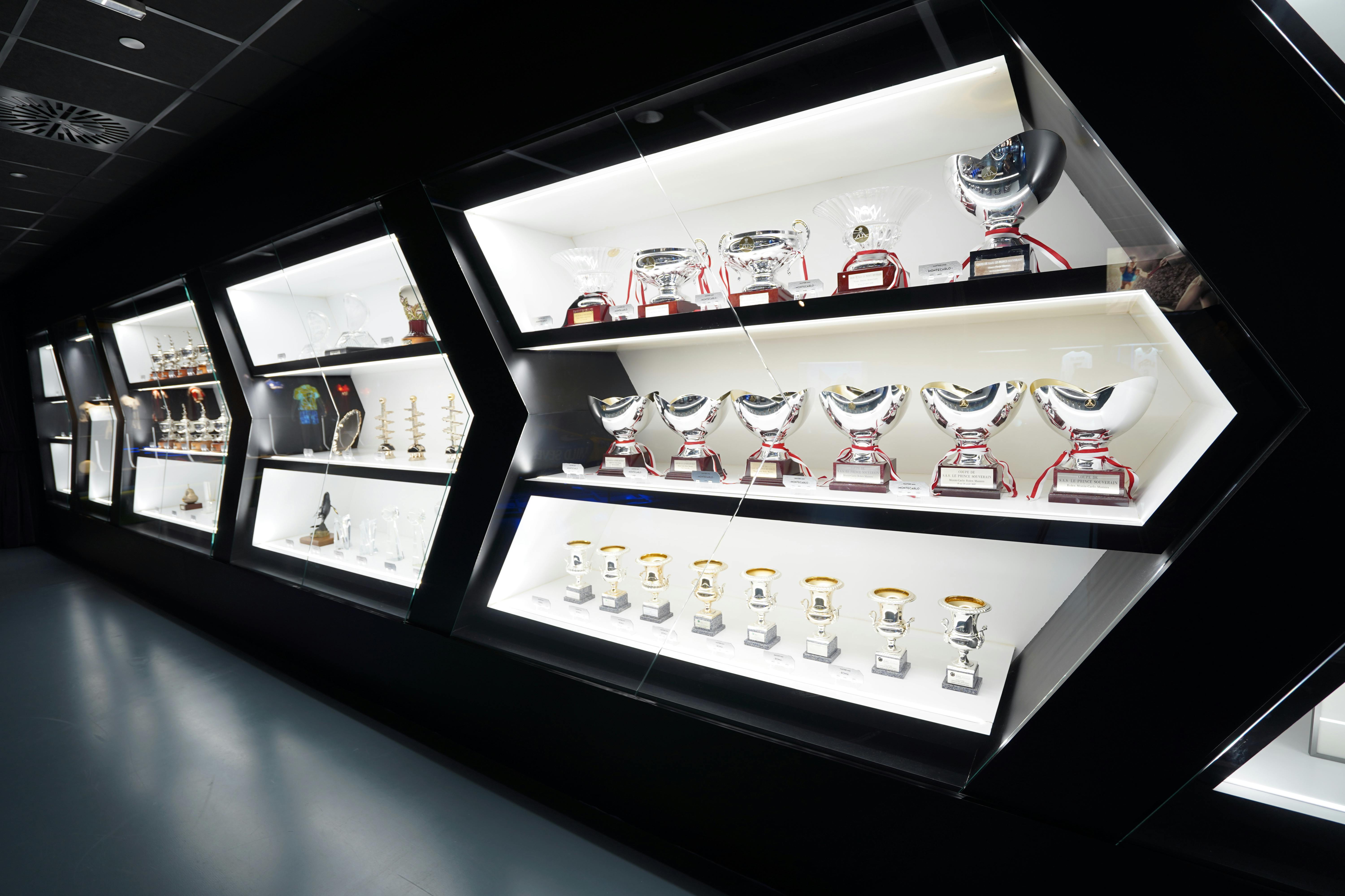 Výstaviště se všemi trofejemi, které během své kariéry získal Rafa Nadal.