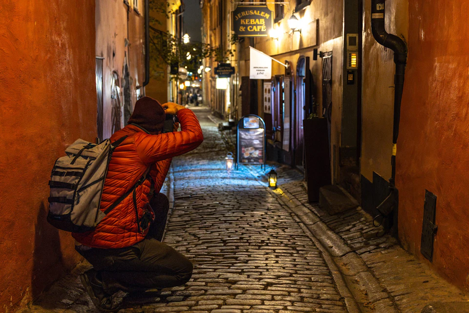 Guest capturing the magical atmosphere in the streets of Stockholm's Old Town